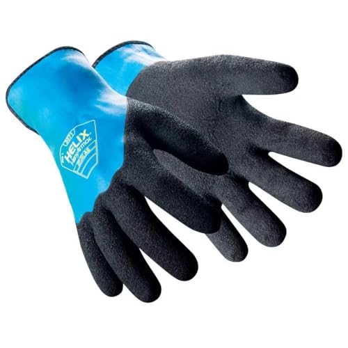 HexArmor Helix 3071 Heavy-Duty Work Gloves|Steel-Reinforced Cut Resistance, 360° Fluid-Resistant Foam Latex, Textured Grip, Heat Resistant, Durable Protection for Construction & Wet Work | Small - color: Helix 3071, Blue, A6 Cut Resistance, Liquid-resista