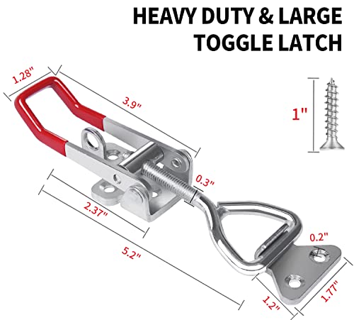 Vicuna R Heavy Duty Toggle Latch Clamp 4003, Large Adjustable Toggle Clamp Latch With Lock Hole, 1320Lbs Holding Capacity Pull Latch for Smoker Lid Jig, Tool Box Case - 2Pack (with 10PCS Screws) - style: 4003-2PK