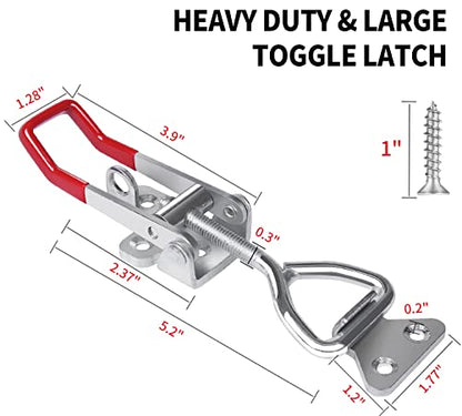 Vicuna R Heavy Duty Toggle Latch Clamp 4003, Large Adjustable Toggle Clamp Latch With Lock Hole, 1320Lbs Holding Capacity Pull Latch for Smoker Lid Jig, Tool Box Case - 2Pack (with 10PCS Screws) - style: 4003-2PK