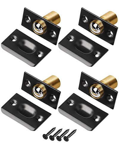 Closet Door Ball Catch Hardware Jiayi 4 Pack Adjustable Ball Catch French Door Ball Catch Drive in Ball Catch Door Ball Latch Door Top Ball Catch for Invisible Pantry Ball Bearing Door Latch - color: Black, size: 4 Pack