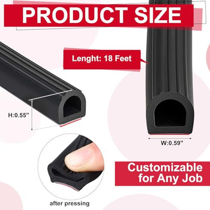 Pangda 35Ft D Shape Rubber Weather Stripping Foam Self-Adhesive EPDM Seal Strip for Noise Reduction Waterproof Dustproof for Cars Boats RVs Windows Doors (0.59" W x 0.55" H) - size: 35ft L, style: 0.59" W X 0.55" H