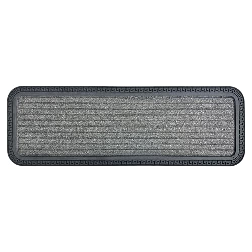 Ottomanson Outdoor Rubber Stair Treads – Ribbed Heavy-Duty Non-Slip Stair Mats – Best Grip on Concrete, Brick & Textured Step – Fastening Recommended for Wooden & RV Steps, Pack of 5 - color: Gray Ribbed