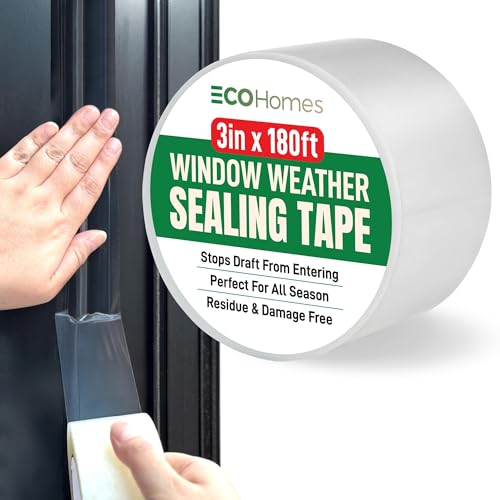 ECOHomes Window Weather Sealing Tape | Winter Weather Stripping Tape to Block Cold Drafts Through Window Gaps and AC Units, Insulation Seal and Draft Blocker for Home (3 Inch by 180 FT, Clear) - color: Clear, size: 3 Inch By 180 FT