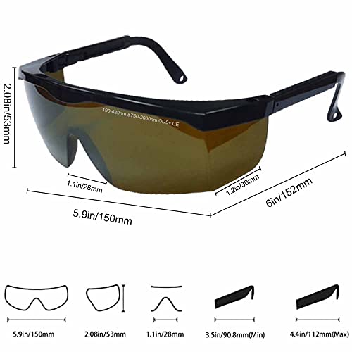 Laser Safety Glasses Eye Protection, OD 5+190nm-480nm &750nm-2000nm Wavelength IPL Laser Glasses Eye Protection, Infrared Light for Laser Engraving Safety Goggles with Adjustable Temples - color: Green