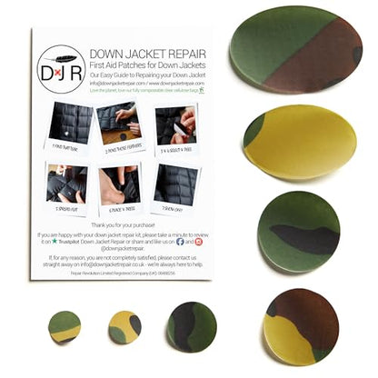 Down Jacket Repair Patches - Self-Adhesive Down Jacket Repair Patches | Waterproof, Tear-Resistant, Pre-Cut Patches | 7-Piece Set for Outdoor Gear, Sleeping Bags & Tent - color: Camo