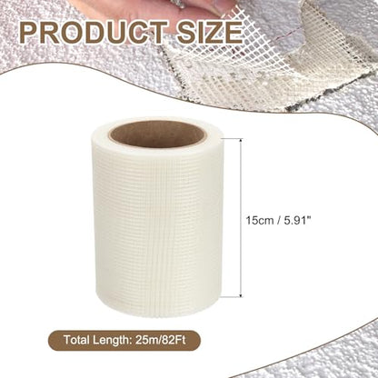 PATIKIL Drywall Repair Mesh Tape, 6 inch x 82 ft Fiberglass Repair Patch Self-Adhesive Dry Wall Joint Tape 8 Mesh Wall Hole Crack and Seam Patch, White - size: 6 inch x 82 Feet