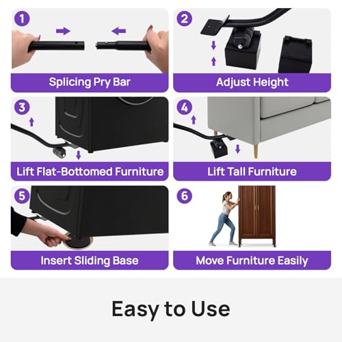 3-in-1 Furniture Sliders, Multi-Surface Furniture Movers with 8 PCS 4.8" Carpet Sliders, 4 PCS Hard Floor Socks and Reusable Heavy-Duty Moving Pads for Easy Floor Safe Furniture Moving - size: Large