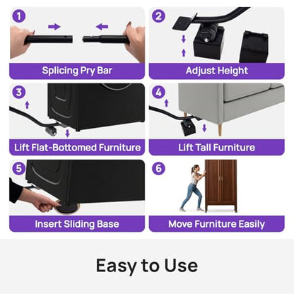 3-in-1 Furniture Sliders, Multi-Surface Furniture Movers with 8 PCS 4.8" Carpet Sliders, 4 PCS Hard Floor Socks and Reusable Heavy-Duty Moving Pads for Easy Floor Safe Furniture Moving - size: Large