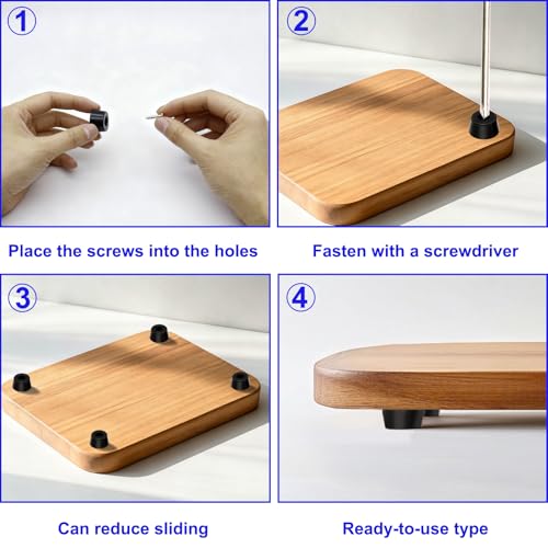 56PCS Cutting Board Feet Non Slip with Stainless Washer Screws,Large Size and Small Rubber Feet for Cutting Board, Electronics,Furniture