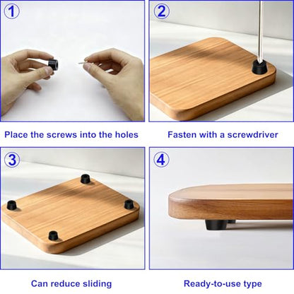 56PCS Cutting Board Feet Non Slip with Stainless Washer Screws,Large Size and Small Rubber Feet for Cutting Board, Electronics,Furniture