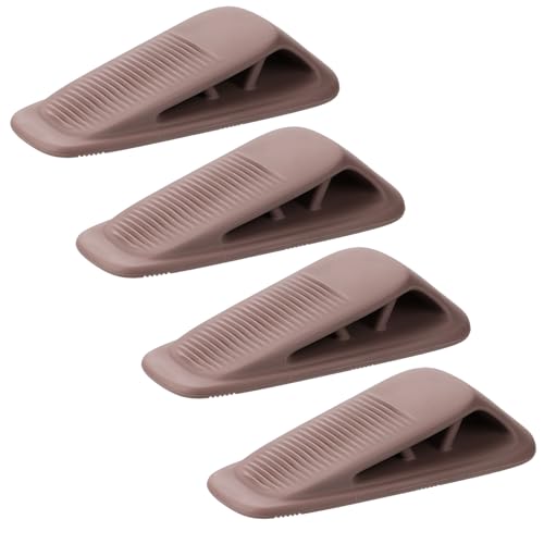 Fursafe&Q Rubber Door Stoppers for Bottom of Door, Door Stop Wedge with Holder, Heavy Duty Doorstops 4 Pack, Wall Protector for Home & Office & School & Commercial Doorstop Keep Open Stack Brown - color: Brown, size: 4 Pack
