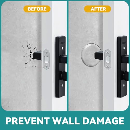 Door Stoppers for Wall, Etybetopstar 6Pack 2" Rubber Door Knob Wall Protectors, Strong Self-Adhesive Door Bumpers for Wall, Quiet & Shock-Absorbing Door Handle Stopper, Clear