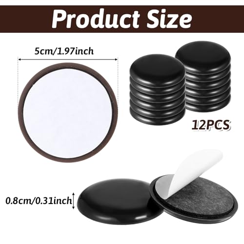 12Pcs Furniture Sliders for Carpeted Floors, 2-inch Stick Furniture Movers Self Adhesive Chair Gliders for Easy Moving on Carpet and Hardwood Floors(Black)