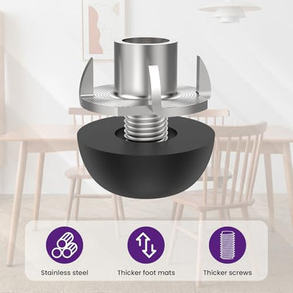 M8 Adjustable Furniture Leg, 304 Stainless Steel Furniture Feet, 8mm x 1.25 Screw-in Leveling Feet with Nuts, Outdoor Patio Furniture Legs Leveler for Table, Chair, Desk, Cabinet (8Set) - size: 8 SET + Nut