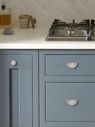 5 Pack Brushed Nickel Cabinet Pulls 2.5" Hole Center Cup Flat Silver Drawer Pulls Kitchen Cupboard Bathroom Dresser Cabinet Hardware Handles Zinc Alloy - color: Brushed Nickel, size: 2.5"(64mm) Hole Center