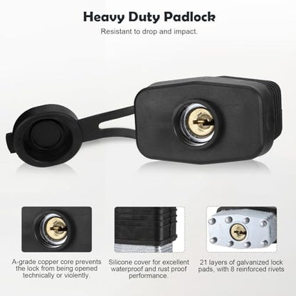 Padlock Latch Lock, 4Inch Stainless Steel Hasp Latch with Padlock Keys Screws, Heavy Duty Black Shed Lock, Waterproof Pad Locks Latches, Gate Locks for Barn Door Cabinet Fence Garage - style: 4Inch