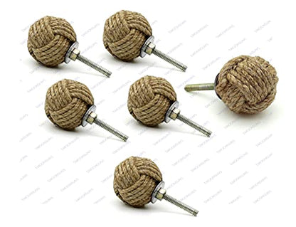 5MOONSUN5's Jute Rope Knot Handles: Drawer Pulls & Push Knobs for Cabinets, Wardrobes & Kitchen Cupboards, 35 mm (Pack of 10) - color: Pack of 10