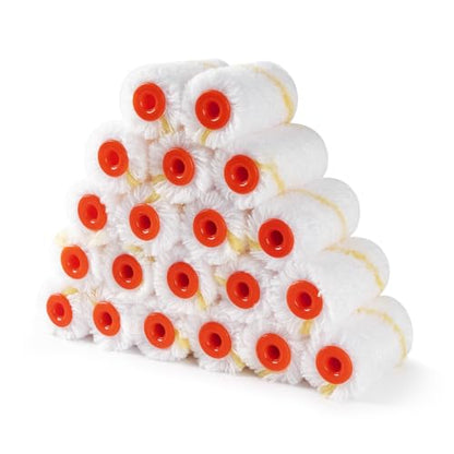 2 inch Paint Roller Kit, 20 Pack Small Paint Roller Set with 3/8" Nap Microfiber Covers, Touch Up Mini Paint Rollers for Wall, Door, Cabinet, Craft - size: 20 pcs 2" Microfiber Roller Cover