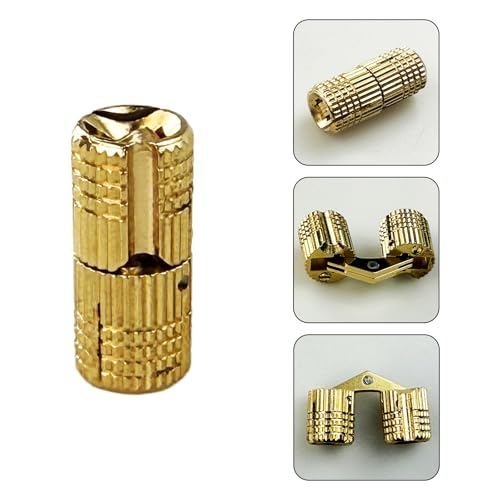 10Pcs Brass Barrel Hinges, Invisible Cabinet Furniture Hinges with 180 Degree Opening Angle, Hidden Box Hinges for DIY Jewelry Box Hand Craft (M10x22mm) - color: M10x22mm