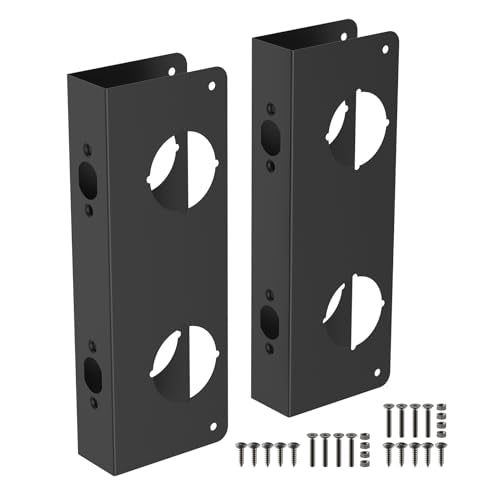 2 Pack Black U 10539 Stainless Steel Lock and Door Reinforcement Plate for 5-1/2 in, 2-3/8 x 1-3/4 in Doors, Stainless Steel Finish for Reinforcing and Repairing Doors - color: Black, size: 2 Pack
