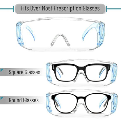 UNCO- Safety Goggles Over Glasses, Protective Goggles, Anti Fog, Work, Safety Glasses Over - color: Light Blue, size: 2 Pack