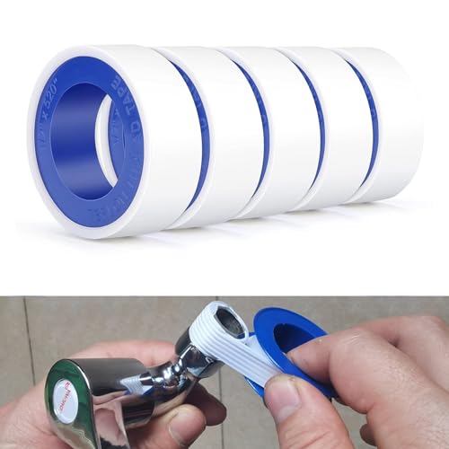 Teflon Plumbers Tape 5 Rolls 1/2 Inch(W) X 520 Inches(L),Pipe Sealing & Plumbing Thread Tape,PTFE Water Sealant Seal for Shower Head - color: 5 Rolls