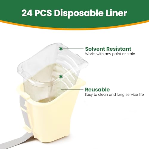 VOOMEY 24PCS Paint Pail Liners, Plastic Disposable Bucket Liner Set for Paint Cups,Holds Up to A Quart of Paint or Stain(Only Applicable to VOOMEY 4 inch Handheld Paint Cup) - color: 24 Pcs Paint Pail Liners