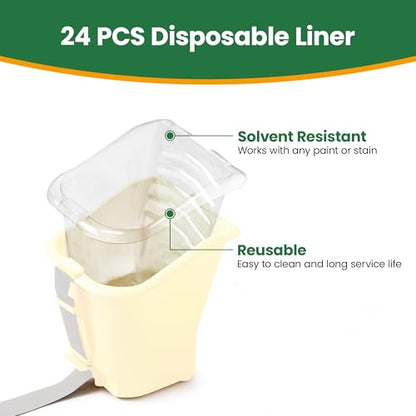 VOOMEY 24PCS Paint Pail Liners, Plastic Disposable Bucket Liner Set for Paint Cups,Holds Up to A Quart of Paint or Stain(Only Applicable to VOOMEY 4 inch Handheld Paint Cup) - color: 24 Pcs Paint Pail Liners