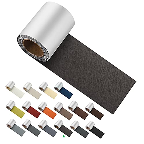 ILOFRI Self Adhesive Leather Repair Patch Tape 3x60 inch, Vinyl and Leather Repair Kit for Couches, Furniture, Car Seat, Boat Seat, Sofa, Vinyl Upholstery, Chair, Interior - Grey Brown - color: Grey Brown, size: 3x60 inch