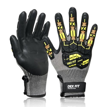 DEX FIT SSG513 Impact Stainless Steel Cut Resistant Gloves, ANSI A5, Durable Non-Slip Nitrile Grip, Touchscreen, Comfort Stretchy Fit, Thin & Breathable, Machine Washable; Gray L (9), 1 Pair - color: A5 Gray Impact, size: Large (1 Pair)
