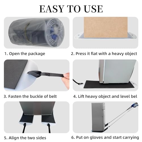 Appliance Furniture Sliders for Heavy Duty Carpet/Hardwood - 660lb Capacity 2-Pack, Thick Non-Scratch Moving Pads for Refrigerators, Safes - Reusable Appliance Mover with Pull Straps (2.5ft) - size: 6.7IN*30IN