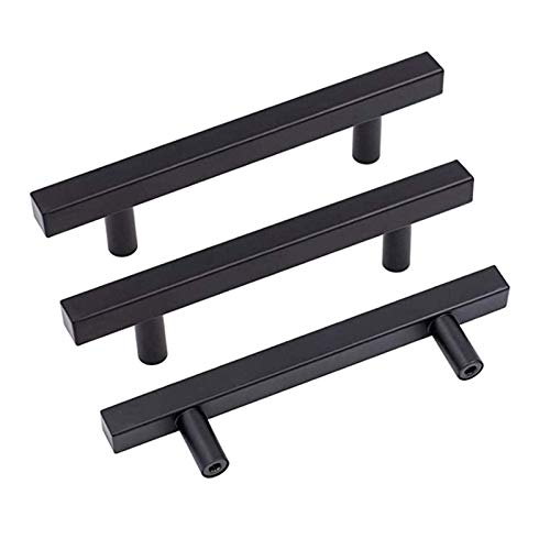 Goldenwarm 25 Pack Black Cabinet Handles 3-3/4"(96mm) Matte Black Cabinet Pulls T Bar Drawer Pulls for Kitchen Cupboard & Drawer Hardware - color: Black, size: 3-3/4 Inch Hole Center