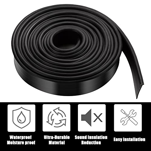 Shower Bottom Waterproof Door Rubber Sweep Trim Black Seal for Home Bathroom, 108 x 13/16 x 5/32 Inch Tee Insert Shape - color: Black