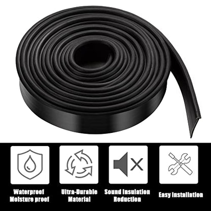 Shower Bottom Waterproof Door Rubber Sweep Trim Black Seal for Home Bathroom, 108 x 13/16 x 5/32 Inch Tee Insert Shape - color: Black
