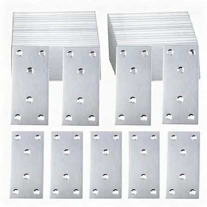 50PCS Flat Mending Plates,3-1/8''304 Heavy Duty Stainless Steel Straight Mending Joining Plates, Metal Straight Brace for Shelves,Cabinet,Furniture Corner Repair Fixing-Silver,3.15X1.57X0.08IN - size: 3.15X1.57X0.08IN