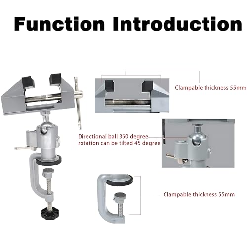 3 Inch Universal Swivel Table Vise,Rotates 360° Table Clamp,Adjustable Jaws for Jewelry Making,Model Building, Portable Workbench Vise