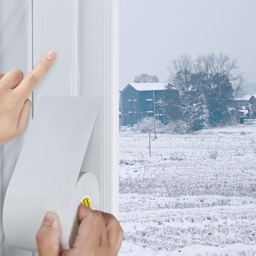 Cloth Duct Window Seal Strip Tape for Winter, 1.89in x 66FT, Weather Stripping Sealing Insulation Tape for Windows and Door, Easy Tear Sealer Draft Blocker - color: White, size: 1.89inch x 66FT