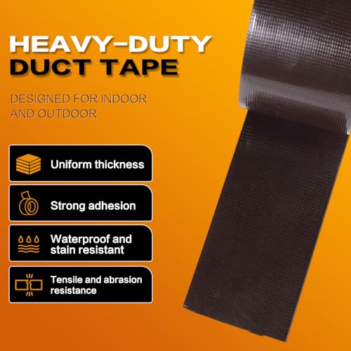 Brown Duct Tape Heavy Duty, Waterproof Strong Adhesive Duct Tape for Indoor Outdoor Repairs Packaging Arts Crafts Projects, Tear by Hand 2 Inch x 20 Yards - color: Brown