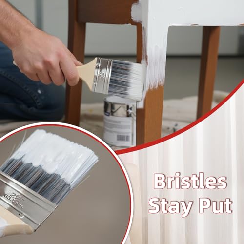 Wesquer 2 Inch Professional Paint Brushes 12-Pack, Premium Synthetic Bristles for Smooth Finish, Easy to Clean & Reusable for Wall, Cabinet, Interior & Exterior Painting - size: 2 inch (12 pack)