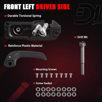 Inside Door Handle Kit, Front Left Driver Side Compatible With GMC Chevy Vehicle 2007-2014 Silverado 1500 2500HD 3500HD, Suburban 1500 2500 Tahoe, Sierra Yukon Replaces# 20833606, 20871488, 15936892 - style: Left
