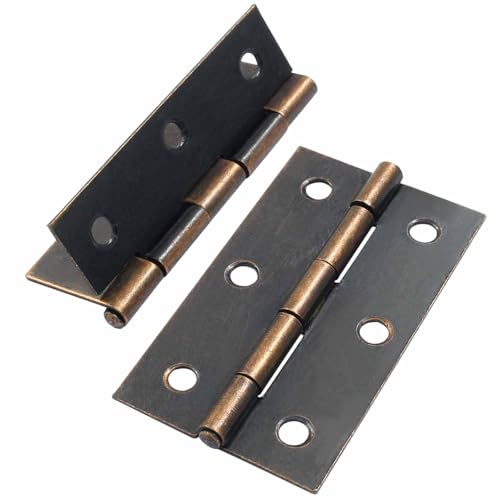 12Pcs Red Bronze Door Hinges, 2.5 Inch Small Cabinet Hinges Metal Folding Butt Hinge with Mounting Screws, Window Hinges for Wooden Box, Jewelry Box, Bedroom Door, Cabinet Door - color: Red Bronze