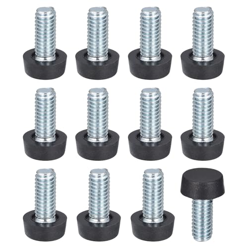 uxcell Adjustable Furniture Feet, 12Pcs 5/16"-18 UNC Thread - Furniture Leveling Leg Screw in Threaded for Table, Chairs, Sofa, Wardrobe (Black)