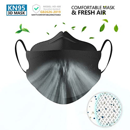 KN95 Face Masks 50 Pack, Breathable Comfortable and Disposable KN95 Mask, Black - color: Adult Black