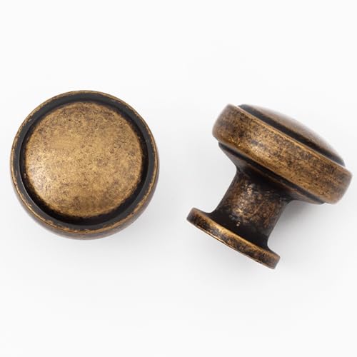 Brushed Bronze Solid Alloy Cabinet Knob Soft-Touch Color 30 Pack Round Knurled Cabinet Handle Hardware Drawer Pulls (20, Antique Brass) - color: Antique Brass