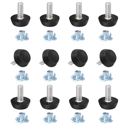 36 Pack M6 Furniture Levelers Stainless Steel Adjustable Threaded Furniture Leg Leveling Feet, Durable Screw in Glide Levelers for Furniture Table Chair Desk (M6x15mm, with T-Nuts) - size: M6 x 15mm