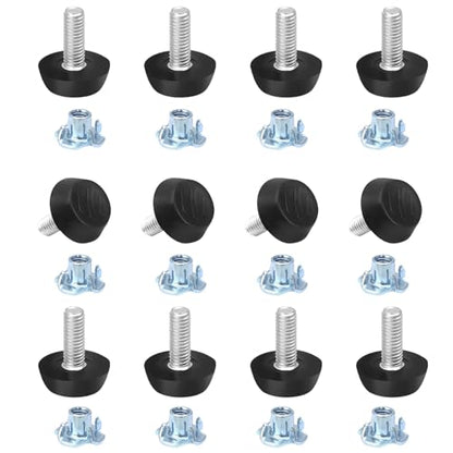 36 Pack M6 Furniture Levelers Stainless Steel Adjustable Threaded Furniture Leg Leveling Feet, Durable Screw in Glide Levelers for Furniture Table Chair Desk (M6x15mm, with T-Nuts) - size: M6 x 15mm