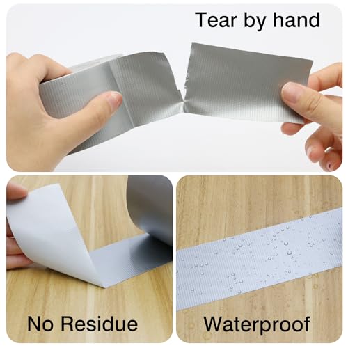 Heavy Duty Duct Tape 3 Inch X 33 Yards, 8.5 Mil Thickness, Multi Purpose Silver Grey Duct Tape, No Residue, Waterproof and Tear by Hand - for Repairs, Industrial, Professional Use - color: Silver, size: 3 Inch X 33 Yards