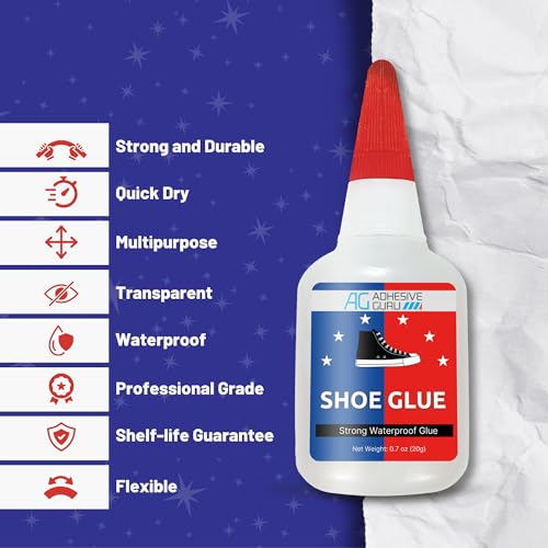 Adhesive Guru Professional Shoe Glue (2x0.7 oz), Shoe Sole Repair, Ultimate Shoe Repair Glue, Suitable for Sports Shoes, Sneakers, Boots, Sandals etc. Compatible with CA Accelerator - 2 Pack - size: 2 Pack, style: Shoe Glue