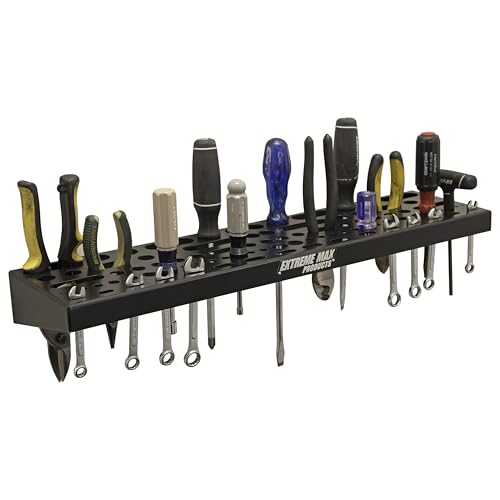 Extreme Max 5001.6664 Wall-Mount Aluminum Tool Organizer for Race Trailer, Garage, Shop, Enclosed Trailer, Toy Hauler - Black - color: Black
