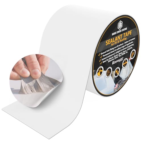 HSS RV Sealant Tape with MicroSealant - Waterproof Commercial Roofing Tape for Roof and RV Repair - UV- & Weatherproof - White - 4 inch x 50 ft. - color: White, size: 4" x 50'